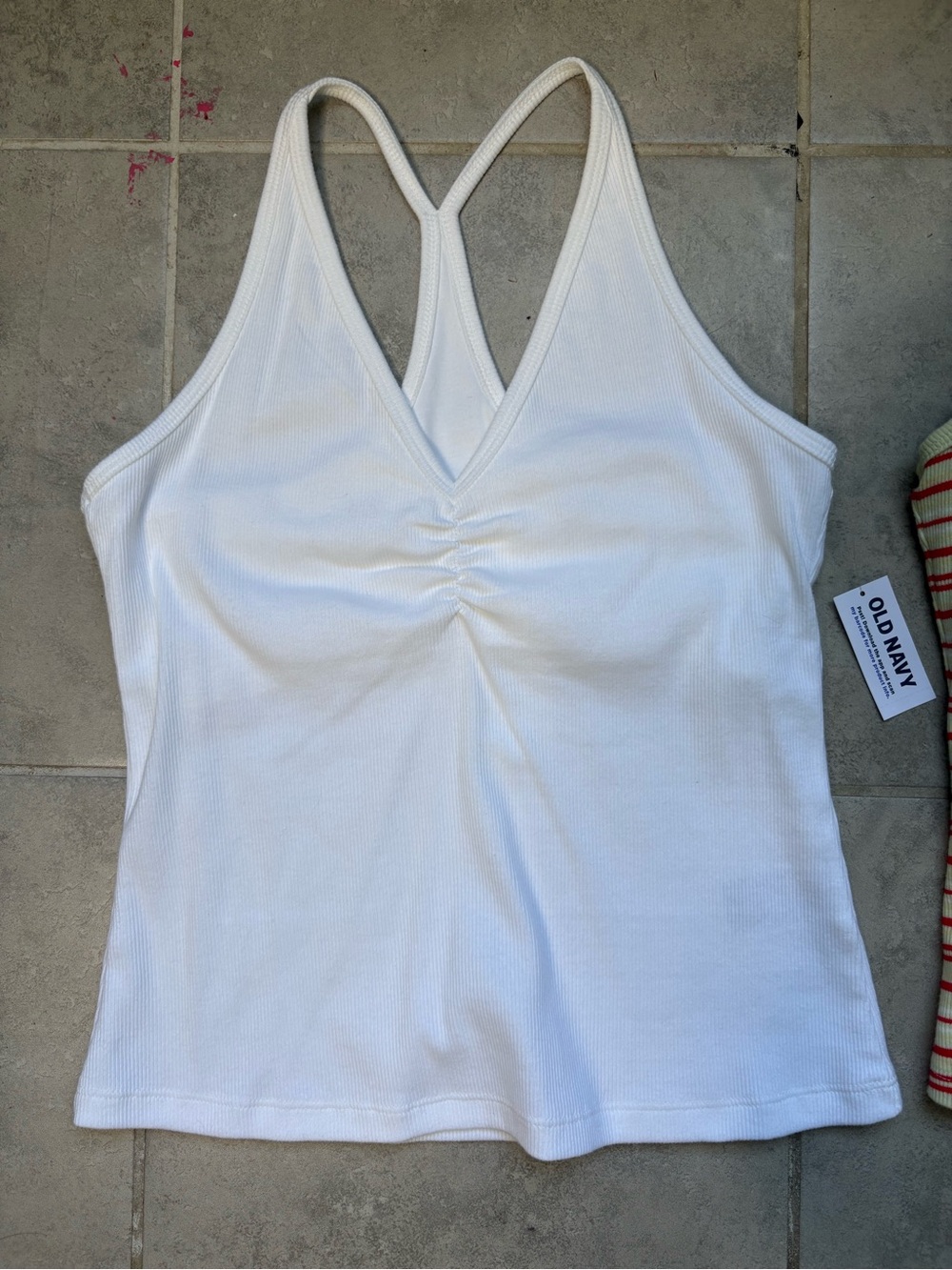 Old Navy Halter racer back tank tops. Summer stripes white green red - Picture 3 of 6